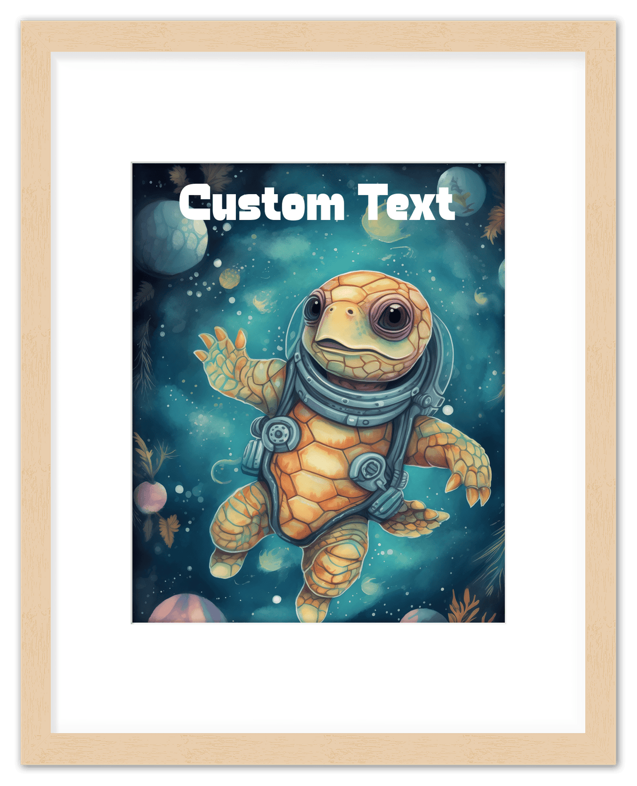 Just So Posh SpaceAni 1 Turtle 2 Wall Art Decor Poster Photo Print, Ideal For Home or Office - Front View