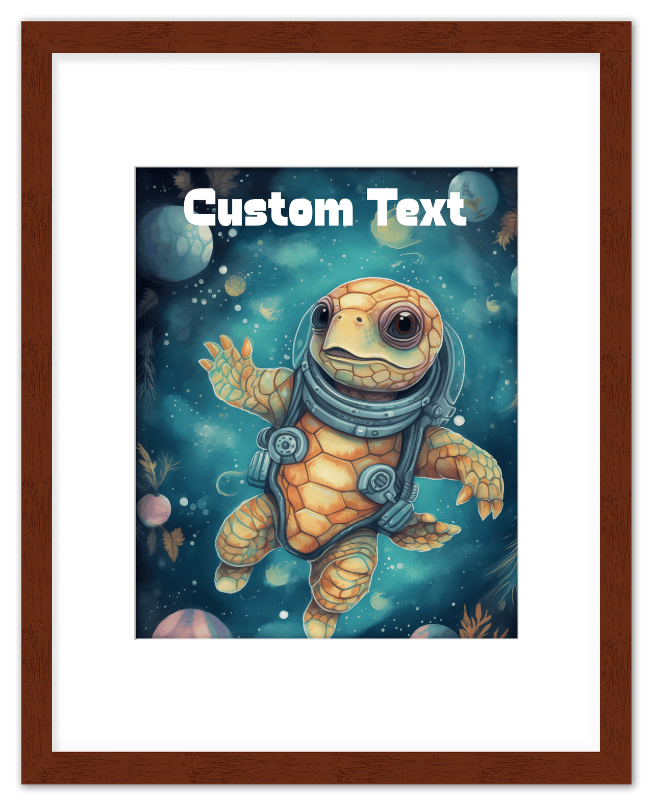 Just So Posh SpaceAni 1 Turtle 2 Wall Art Decor Poster Photo Print, Ideal For Home or Office - Front View