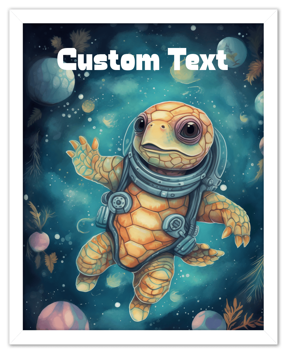 Just So Posh SpaceAni 1 Turtle 2 Wall Art Decor Poster Photo Print, Ideal For Home or Office - Front View