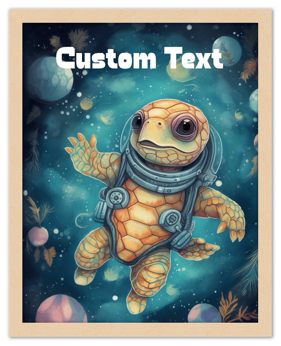 Just So Posh SpaceAni 1 Turtle 2 Wall Art Decor Poster Photo Print, Ideal For Home or Office - Front View