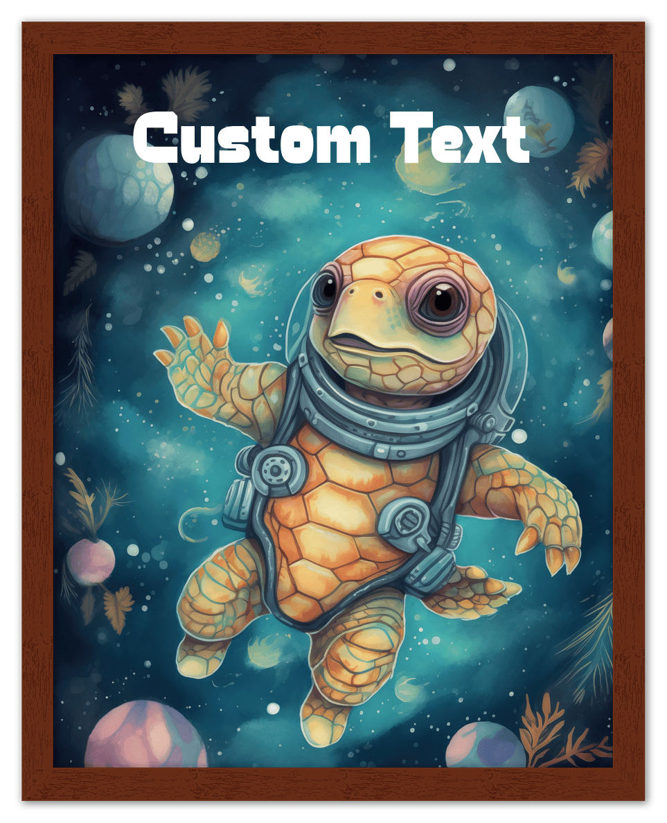 Just So Posh SpaceAni 1 Turtle 2 Wall Art Decor Poster Photo Print, Ideal For Home or Office - Front View