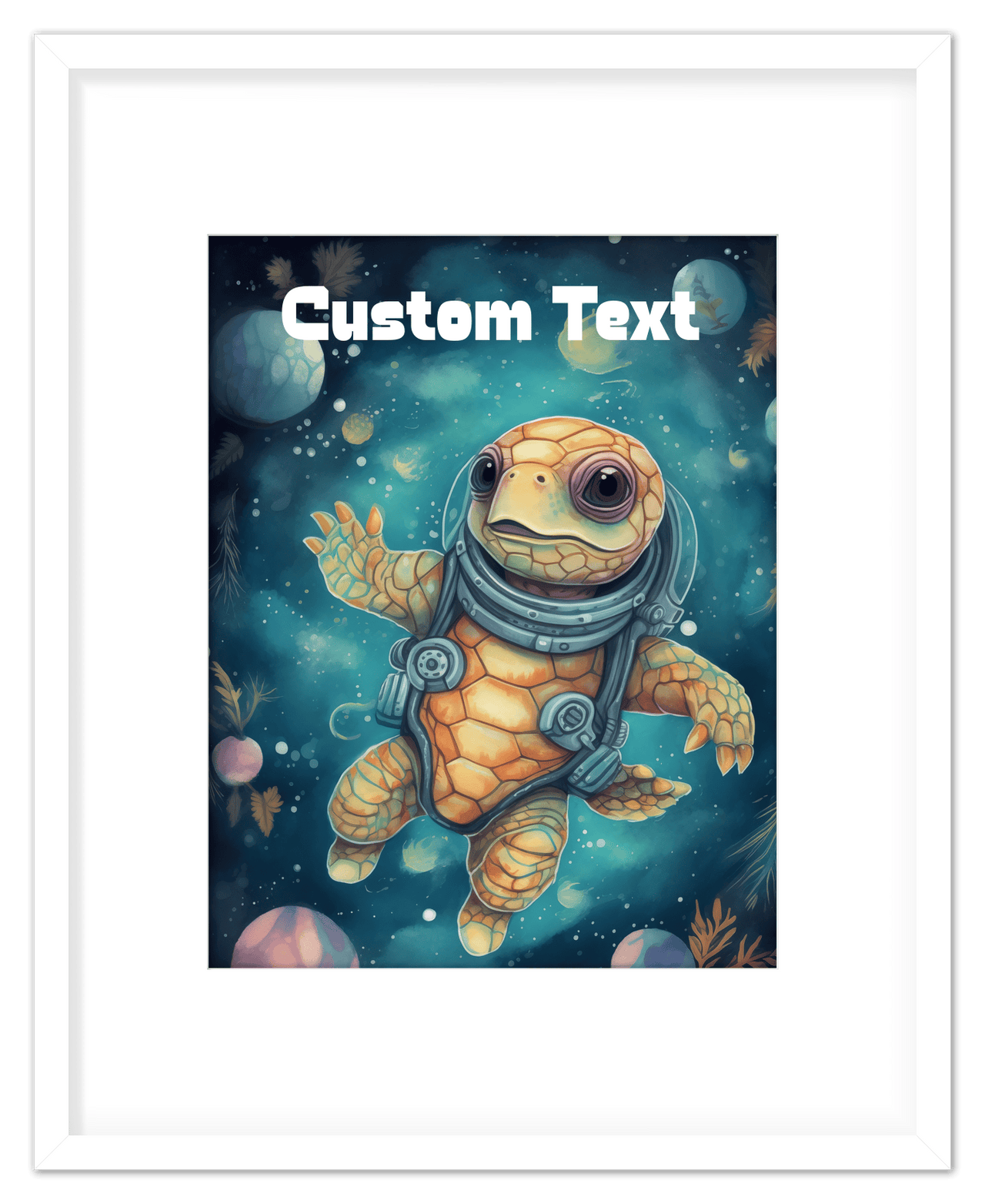 Just So Posh SpaceAni 1 Turtle 2 Wall Art Decor Poster Photo Print, Ideal For Home or Office - Front View