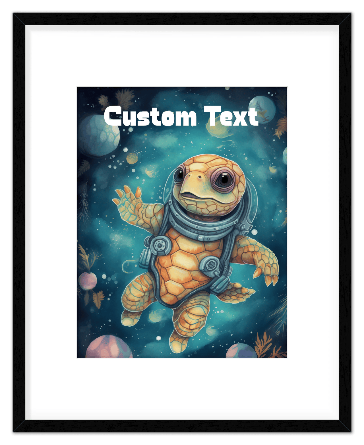 Just So Posh SpaceAni 1 Turtle 2 Wall Art Decor Poster Photo Print, Ideal For Home or Office - Front View