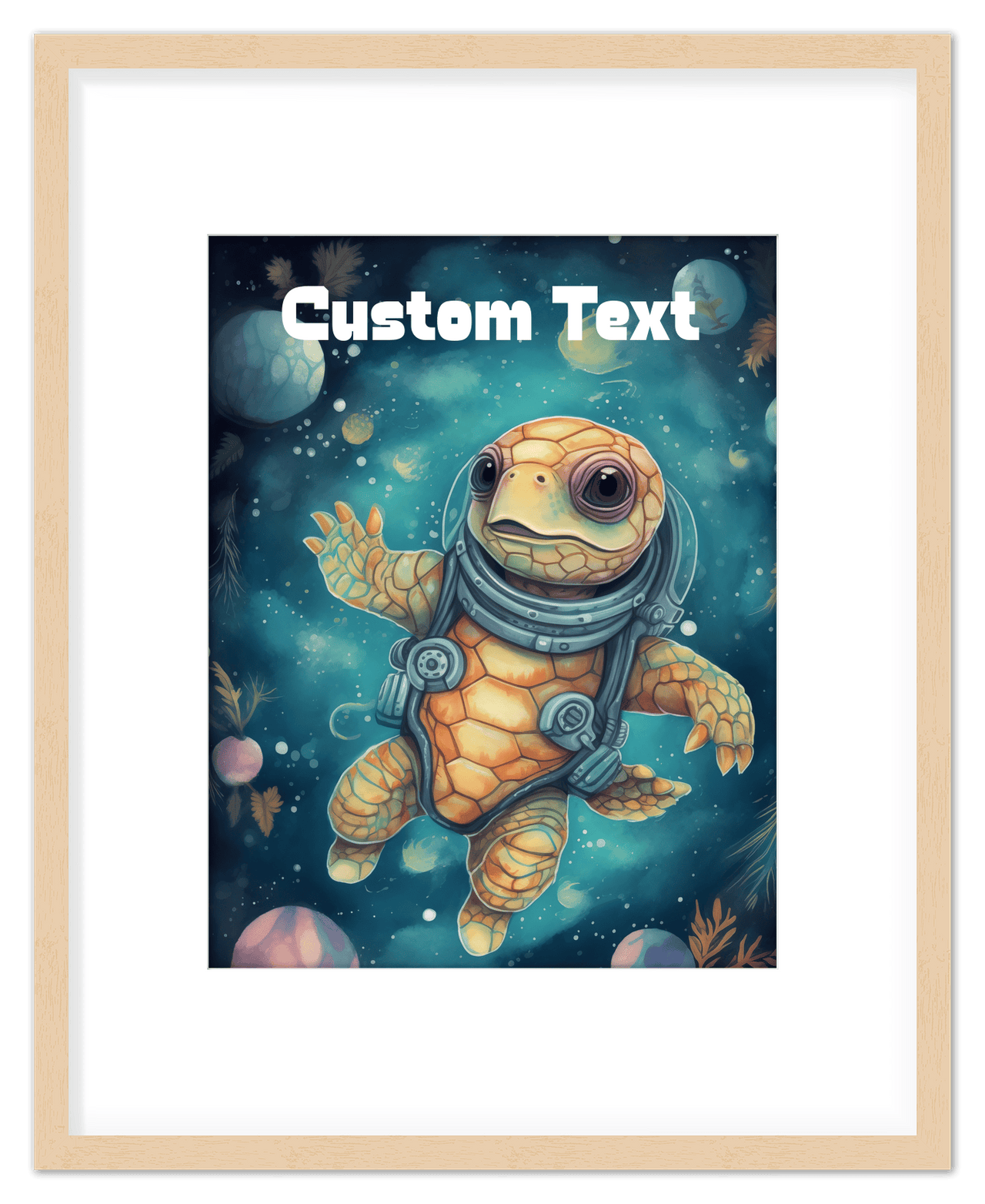 Just So Posh SpaceAni 1 Turtle 2 Wall Art Decor Poster Photo Print, Ideal For Home or Office - Front View