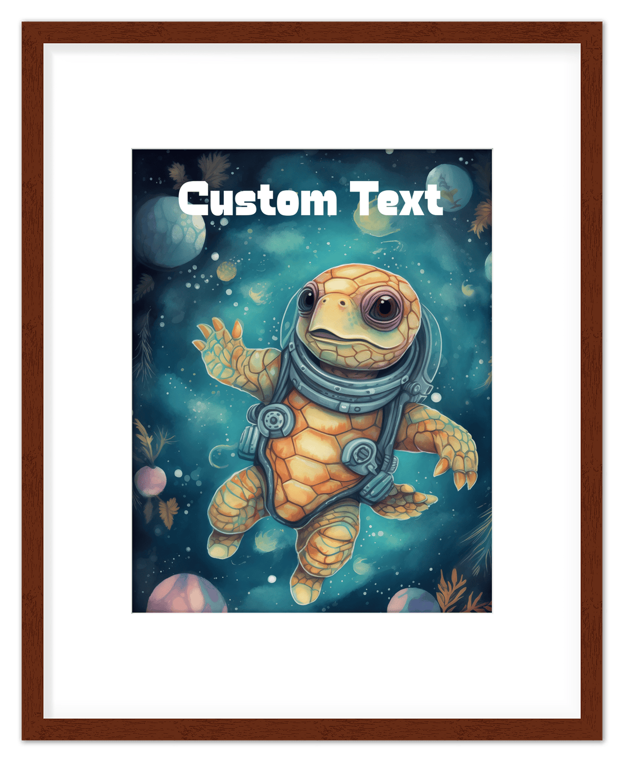 Just So Posh SpaceAni 1 Turtle 2 Wall Art Decor Poster Photo Print, Ideal For Home or Office - Front View