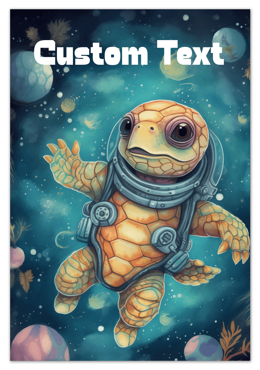 Just So Posh SpaceAni 1 Turtle 2 Wall Art Decor Poster Photo Print, Ideal For Home or Office - Front View