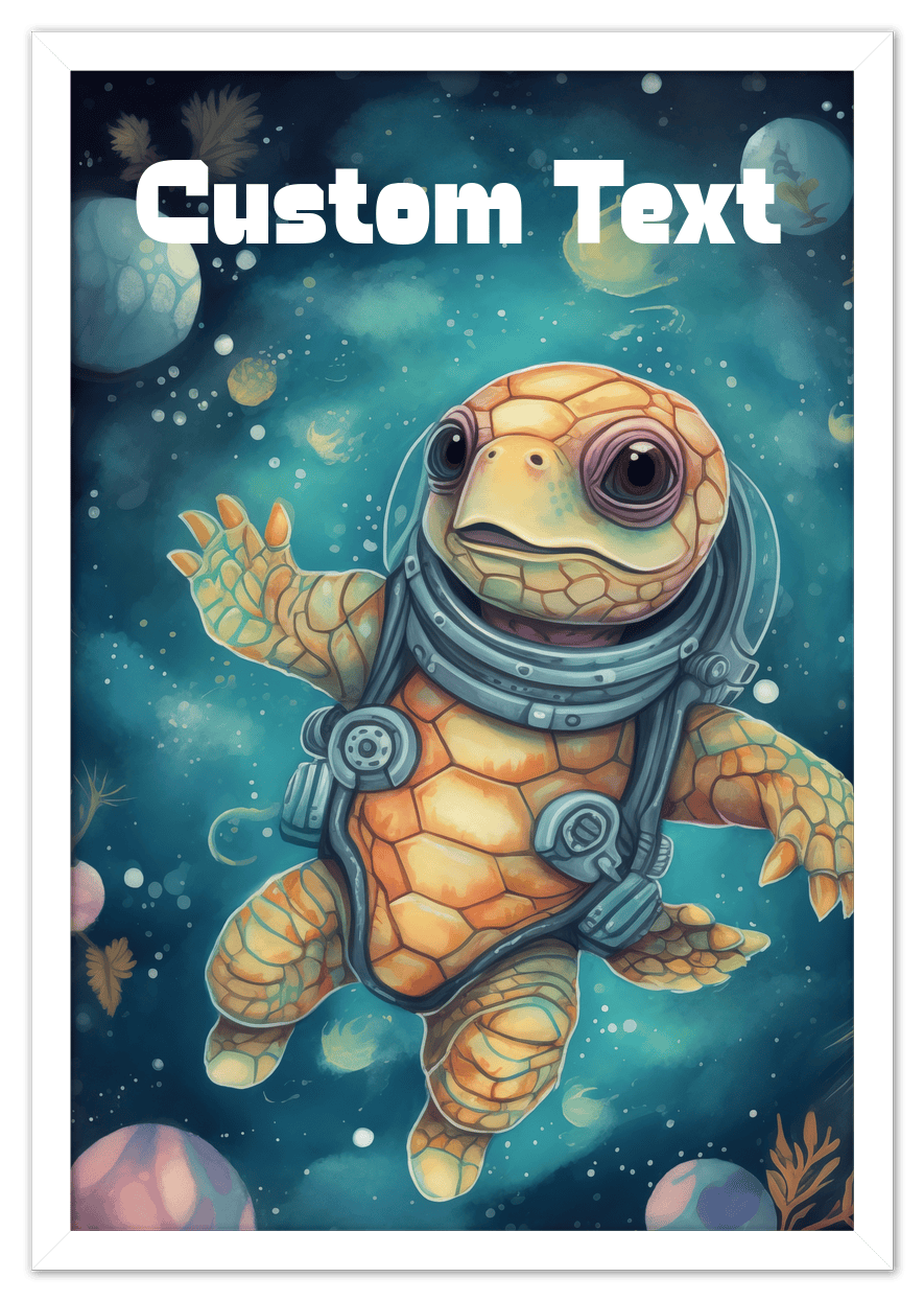 Just So Posh SpaceAni 1 Turtle 2 Wall Art Decor Poster Photo Print, Ideal For Home or Office - Front View