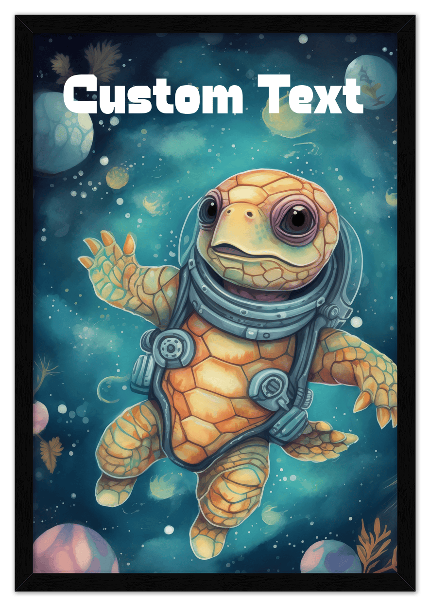 Just So Posh SpaceAni 1 Turtle 2 Wall Art Decor Poster Photo Print, Ideal For Home or Office - Front View