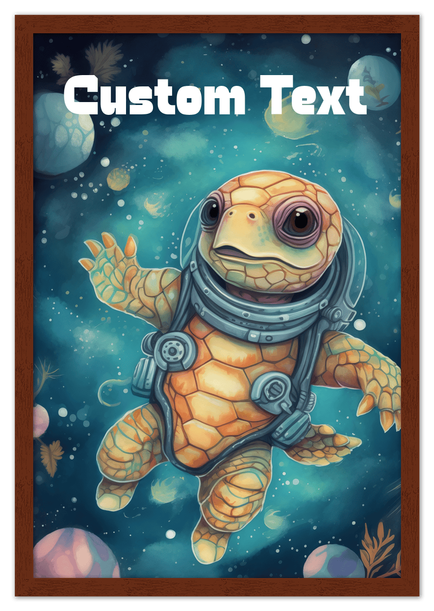 Just So Posh SpaceAni 1 Turtle 2 Wall Art Decor Poster Photo Print, Ideal For Home or Office - Front View