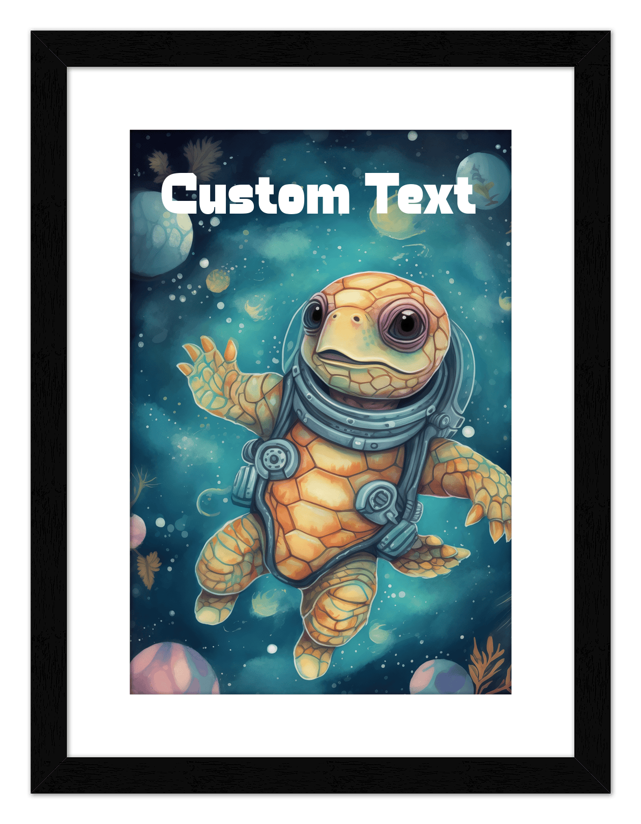 Just So Posh SpaceAni 1 Turtle 2 Wall Art Decor Poster Photo Print, Ideal For Home or Office - Front View