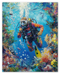 Thumbnail for Just So Posh Scuba-Diving Wall Art Decor Poster Photo Print, Ideal For Home or Office - Front View