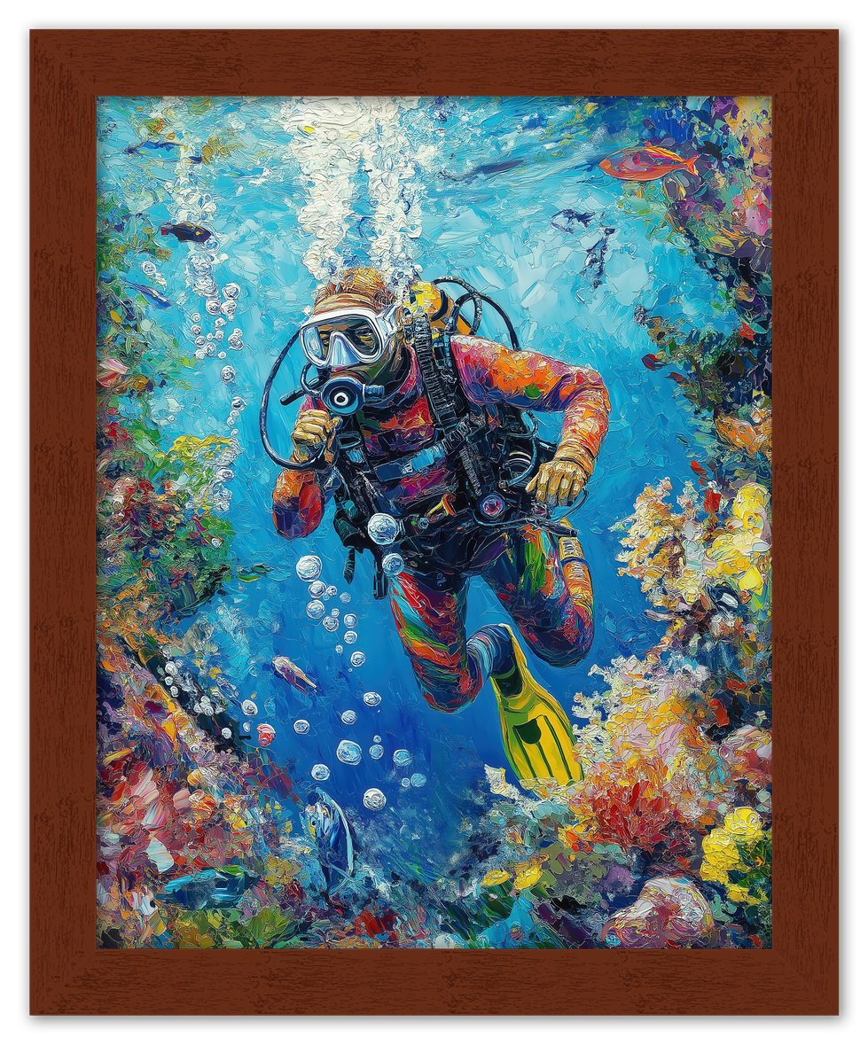 Just So Posh Scuba-Diving Wall Art Decor Poster Photo Print, Ideal For Home or Office - Front View