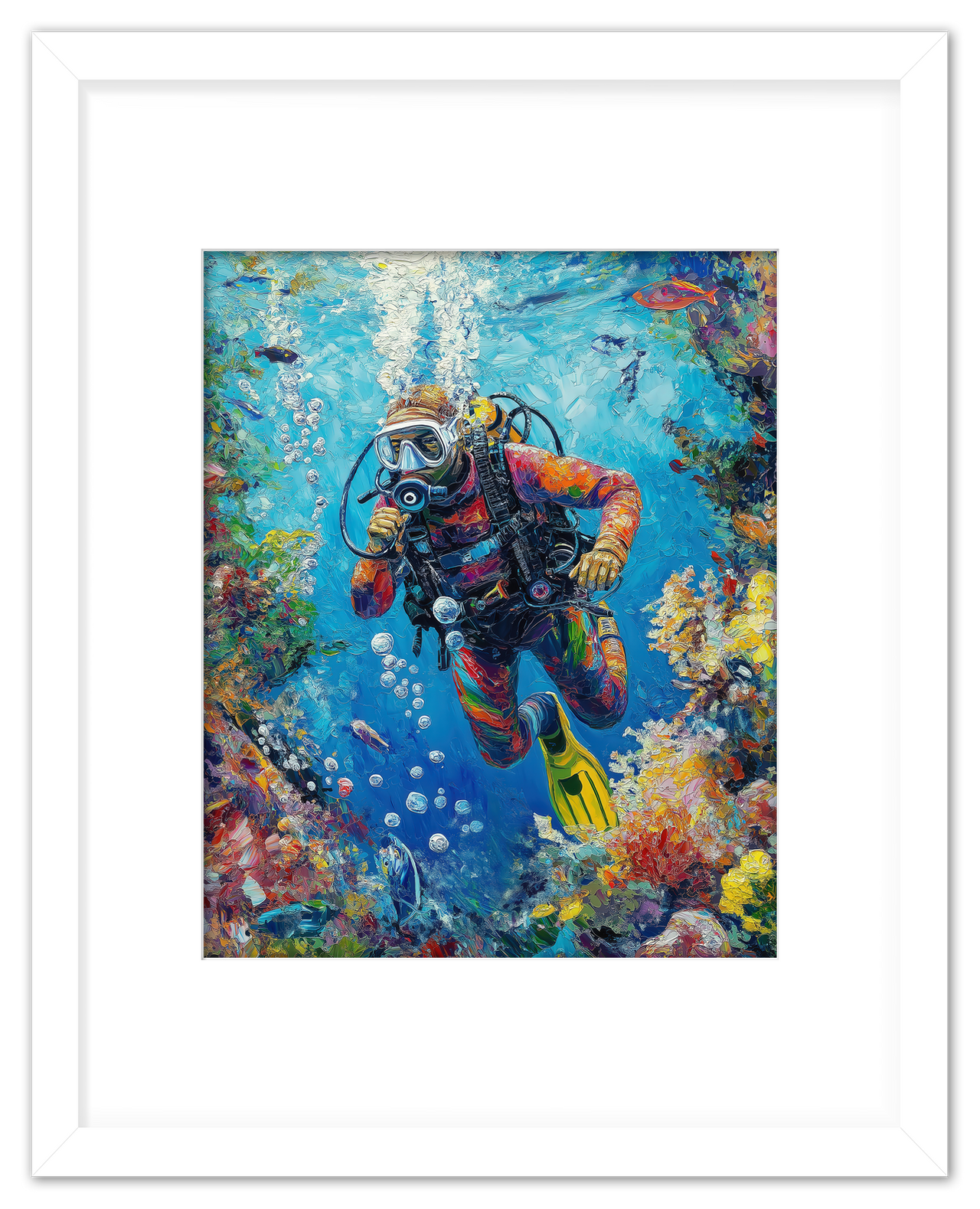 Just So Posh Scuba-Diving Wall Art Decor Poster Photo Print, Ideal For Home or Office - Front View