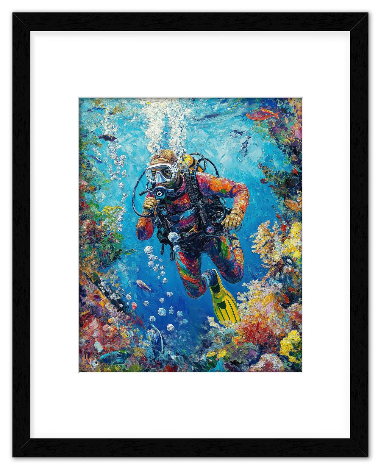 Just So Posh Scuba-Diving Wall Art Decor Poster Photo Print, Ideal For Home or Office - Front View