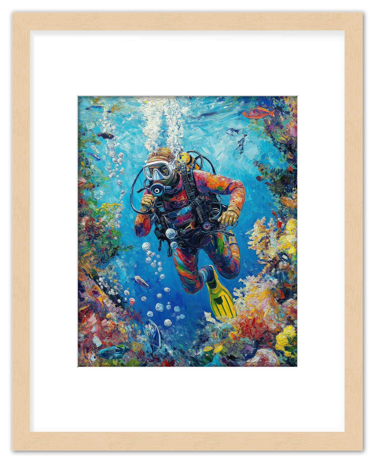 Just So Posh Scuba-Diving Wall Art Decor Poster Photo Print, Ideal For Home or Office - Front View