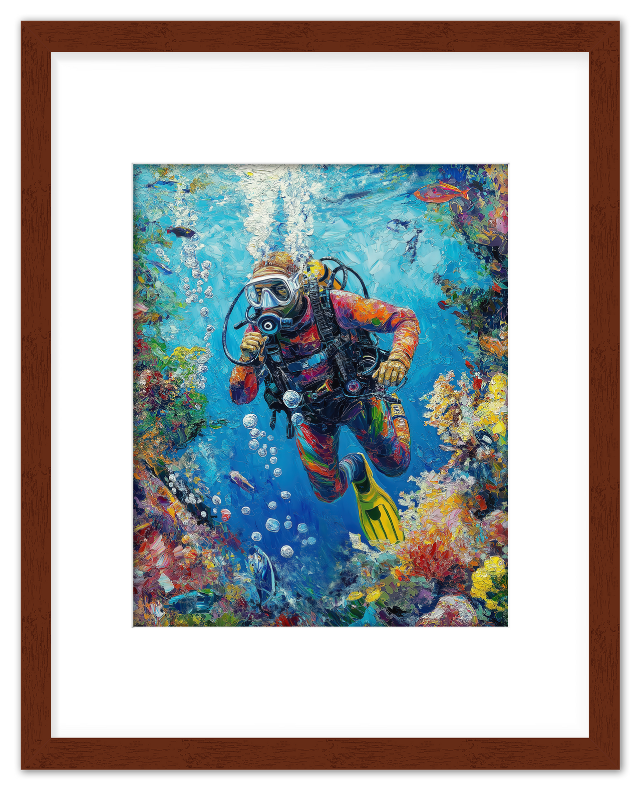 Just So Posh Scuba-Diving Wall Art Decor Poster Photo Print, Ideal For Home or Office - Front View