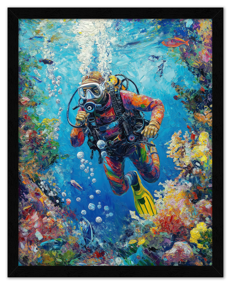 Just So Posh Scuba-Diving Wall Art Decor Poster Photo Print, Ideal For Home or Office - Front View