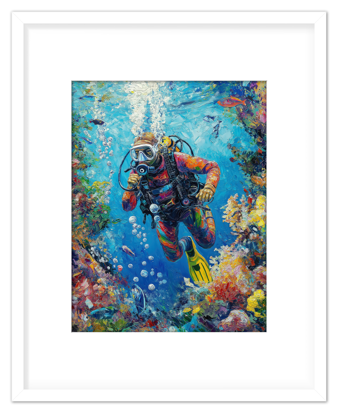 Just So Posh Scuba-Diving Wall Art Decor Poster Photo Print, Ideal For Home or Office - Front View