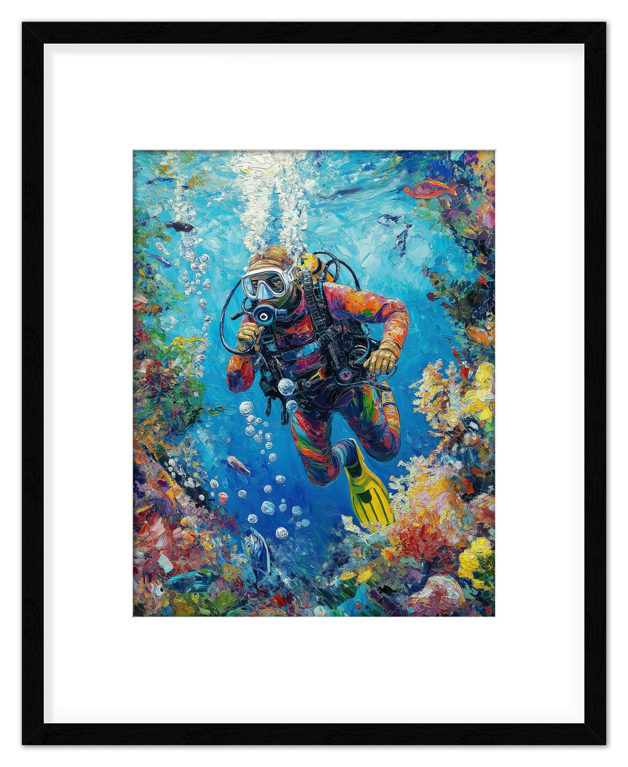 Just So Posh Scuba-Diving Wall Art Decor Poster Photo Print, Ideal For Home or Office - Front View