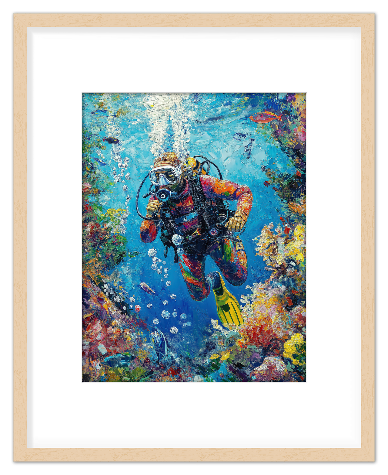 Just So Posh Scuba-Diving Wall Art Decor Poster Photo Print, Ideal For Home or Office - Front View