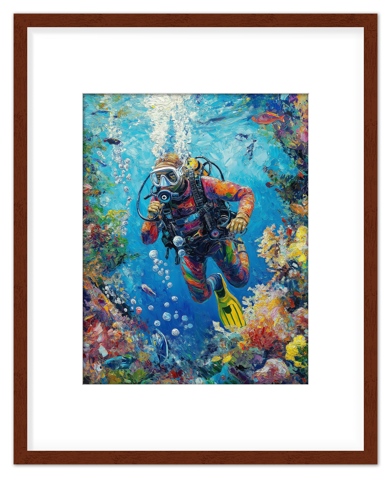 Just So Posh Scuba-Diving Wall Art Decor Poster Photo Print, Ideal For Home or Office - Front View
