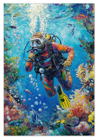 Thumbnail for Just So Posh Scuba-Diving Wall Art Decor Poster Photo Print, Ideal For Home or Office - Front View