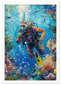 Thumbnail for Just So Posh Scuba-Diving Wall Art Decor Poster Photo Print, Ideal For Home or Office - Front View