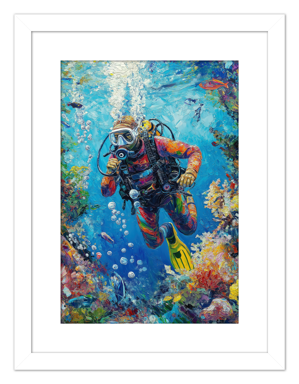 Just So Posh Scuba-Diving Wall Art Decor Poster Photo Print, Ideal For Home or Office - Front View