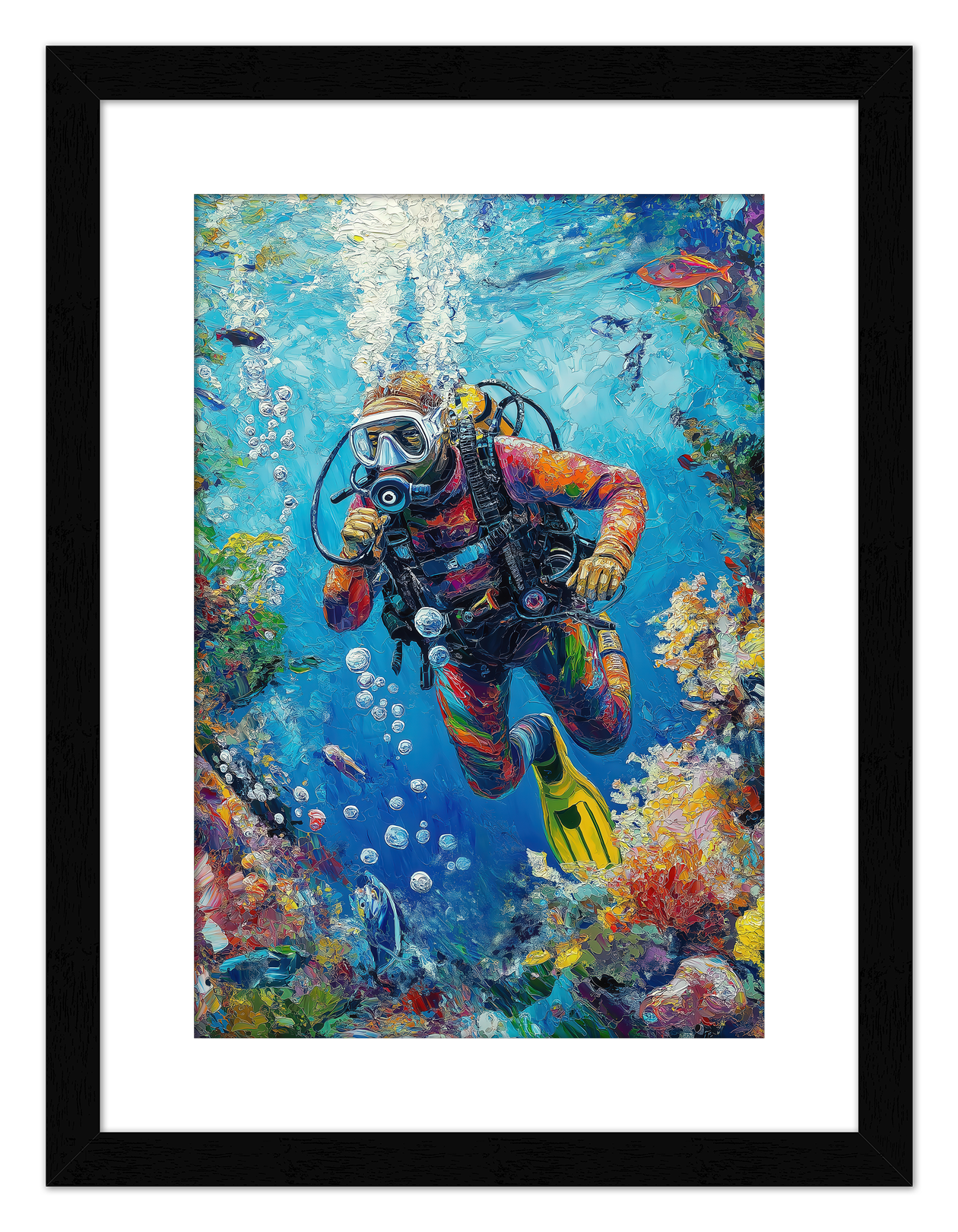 Just So Posh Scuba-Diving Wall Art Decor Poster Photo Print, Ideal For Home or Office - Front View