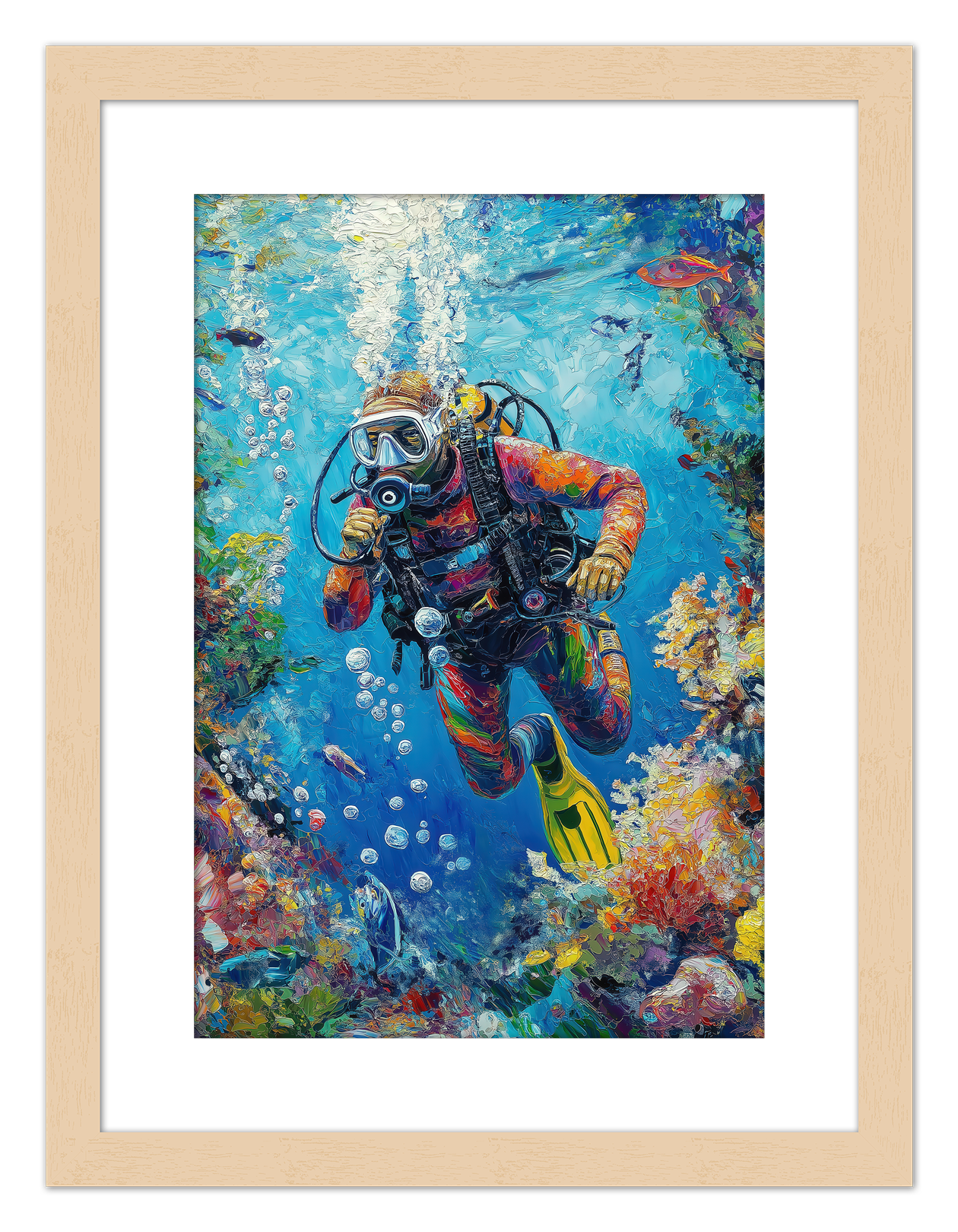 Just So Posh Scuba-Diving Wall Art Decor Poster Photo Print, Ideal For Home or Office - Front View