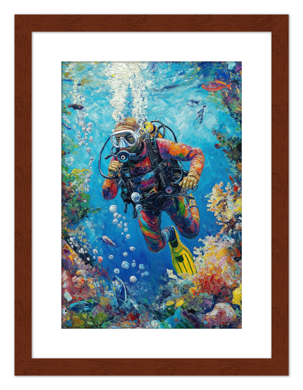 Just So Posh Scuba-Diving Wall Art Decor Poster Photo Print, Ideal For Home or Office - Front View