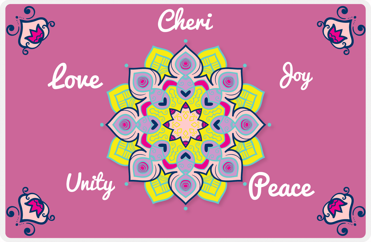 Personalized Mandala Placemat V - Unity Flow - Pink Background -  View