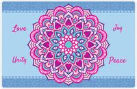 Thumbnail for Personalized Mandala Placemat VI - Border Hearts - Blue Background -  View