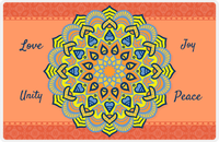 Thumbnail for Personalized Mandala Placemat VI - Border Hearts - Orange Background -  View