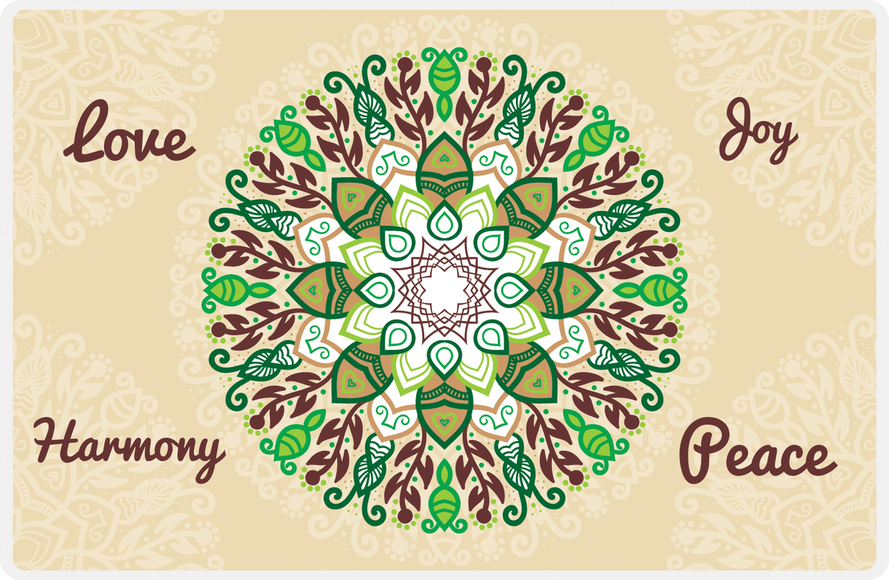 Personalized Mandala Placemat IX - Mirror Background - Tan Background -  View