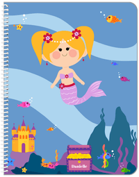 Thumbnail for Personalized Mermaid Notebook V - Blue Background - Blonde Mermaid - Front View