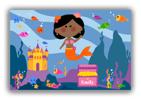 Thumbnail for Personalized Mermaid Canvas Wrap & Photo Print V - Blue Background - Black Mermaid - Front View