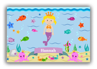 Thumbnail for Personalized Mermaid Canvas Wrap & Photo Print VI - Blue Background - Blonde Mermaid - Front View