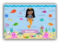 Thumbnail for Personalized Mermaid Canvas Wrap & Photo Print VI - Blue Background - Black Mermaid - Front View