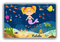 Thumbnail for Personalized Mermaid Canvas Wrap & Photo Print IX - Blue Background - Blonde Mermaid - Front View