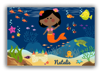 Thumbnail for Personalized Mermaid Canvas Wrap & Photo Print IX - Blue Background - Black Mermaid - Front View