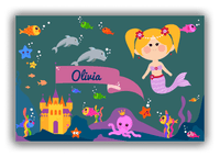 Thumbnail for Personalized Mermaid Canvas Wrap & Photo Print X - Blue Background - Blonde Mermaid - Front View