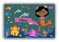 Thumbnail for Personalized Mermaid Canvas Wrap & Photo Print X - Blue Background - Black Mermaid - Front View
