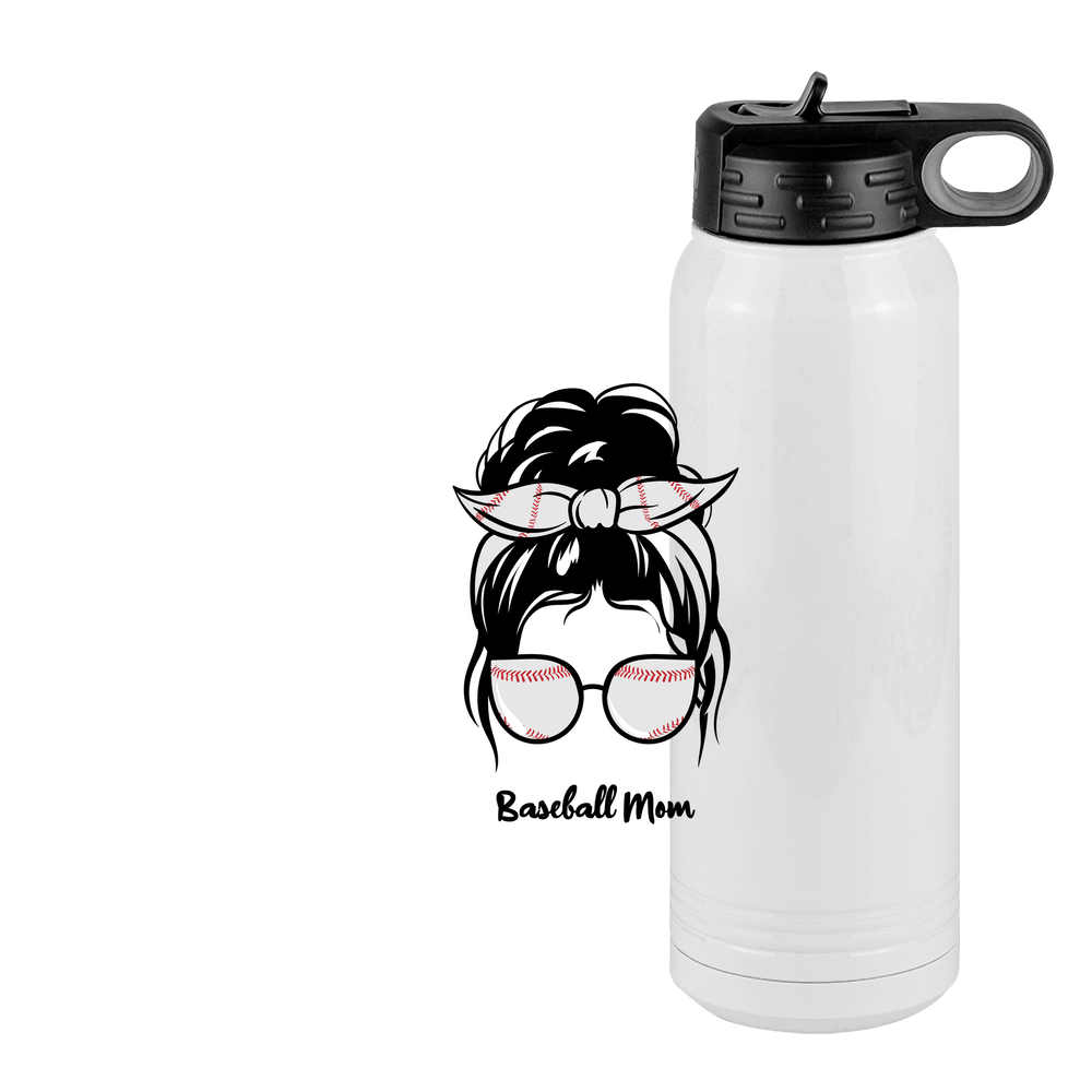 Personalized Messy Bun Water Bottle (30 oz) - Baseball Mom - Design View