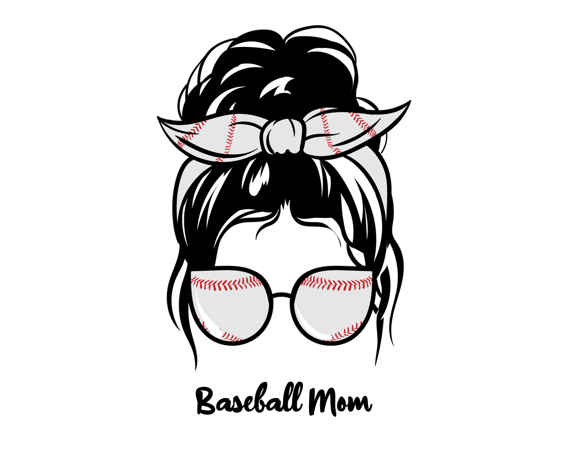 Personalized Messy Bun Water Bottle (30 oz) - Baseball Mom - Graphic View