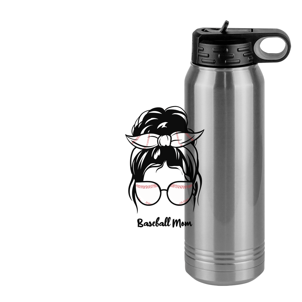 Personalized Messy Bun Water Bottle (30 oz) - Baseball Mom - Design View