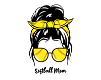 Thumbnail for Personalized Messy Bun Water Bottle (30 oz) - Softball Mom - Graphic View