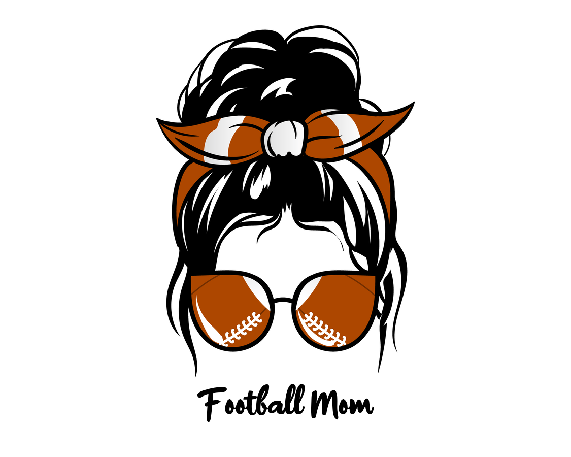 Personalized Messy Bun Water Bottle (30 oz) - Football Mom - Graphic View