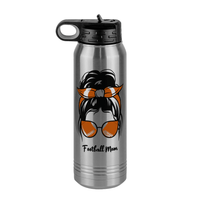 Thumbnail for Personalized Messy Bun Water Bottle (30 oz) - Football Mom - Front View