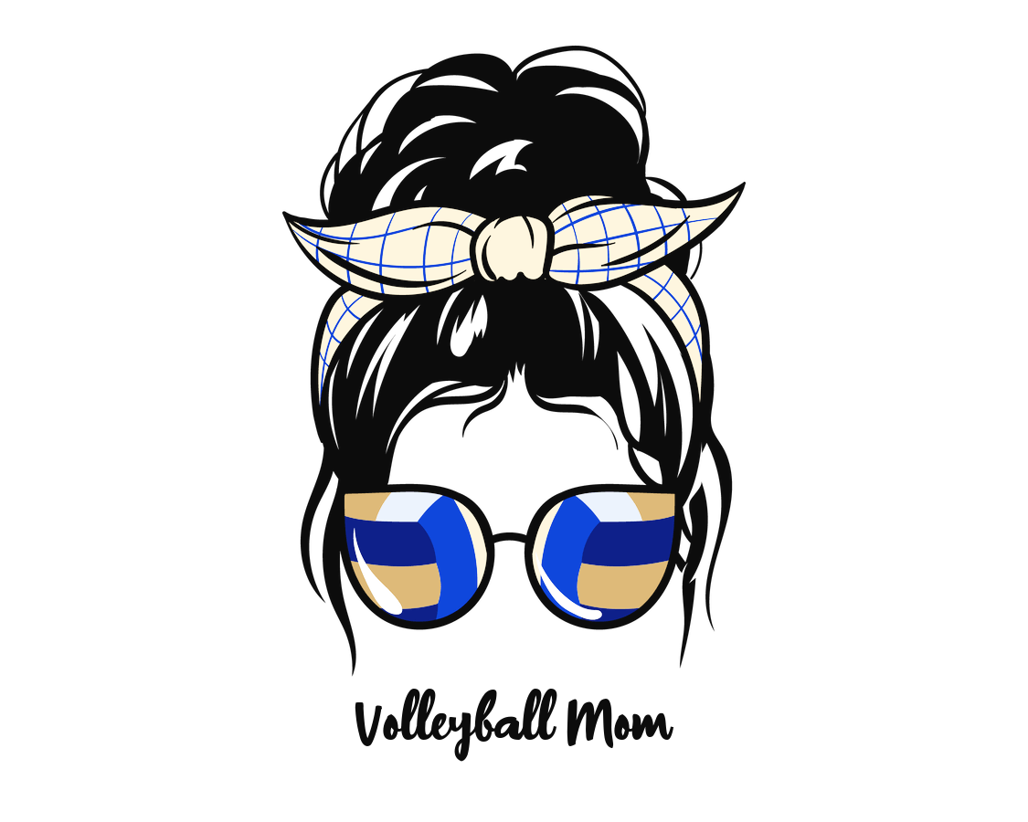 Personalized Messy Bun Water Bottle (30 oz) - Volleyball Mom - Graphic View